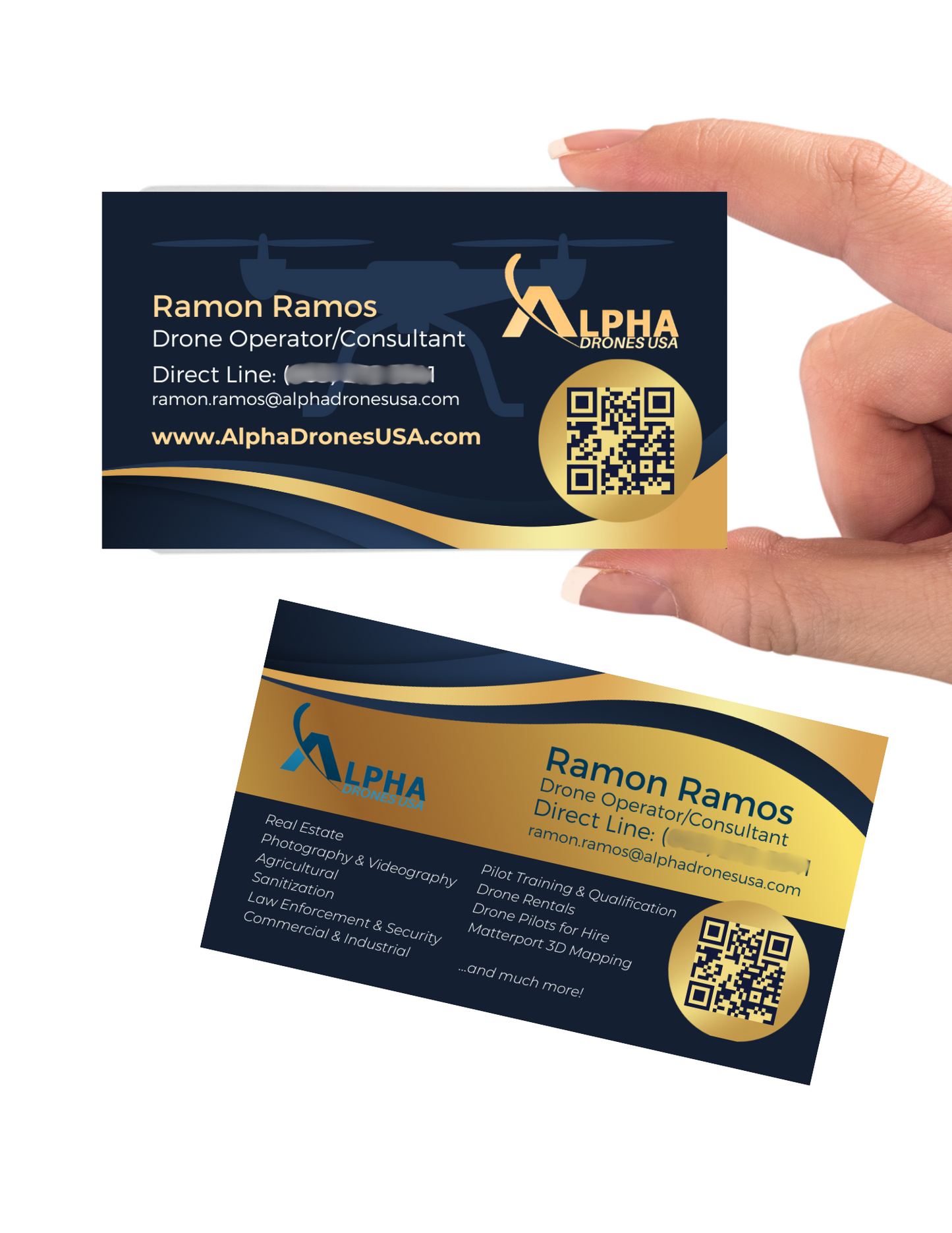 Premium Business Cards - Alpha Drones USA (250 Count)
