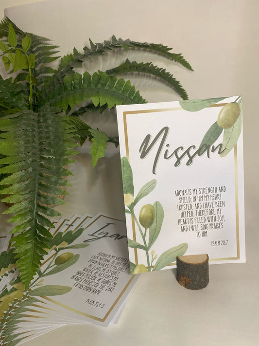 Hebrew Months Calendar Cards with Stand