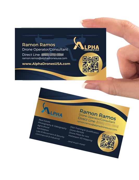 Premium Business Cards - Alpha Drones USA (250 Count)